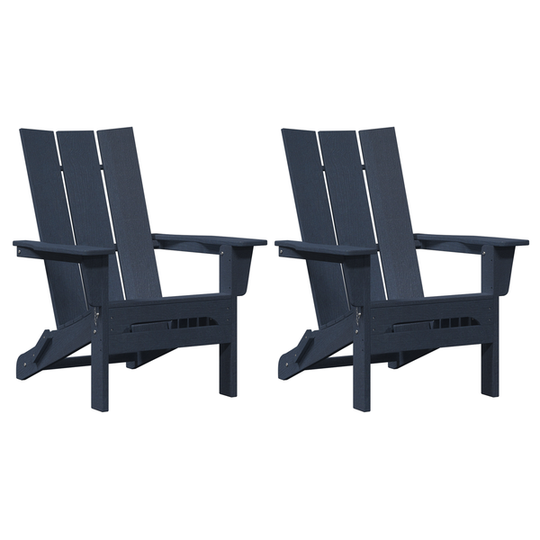 Összecsukható Adirondack Székek 2 db Tengerészkék 74.5x80.5x90 cm HDPE