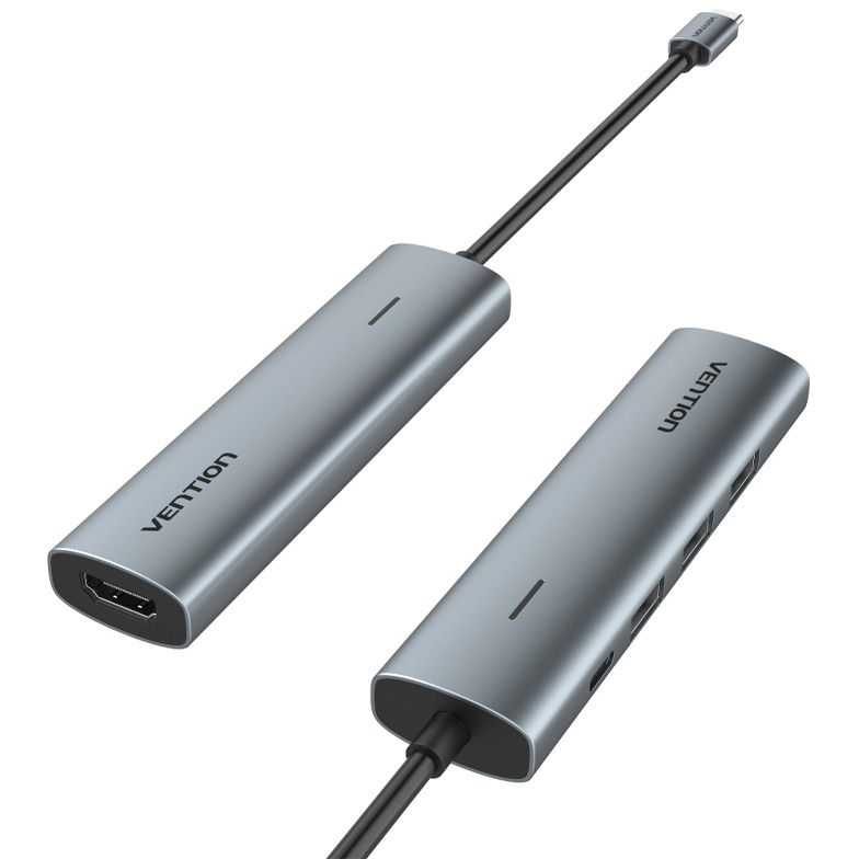 Vention 5-in-1 USB-C to HDMI / 3x USB 3.0/ PD Docking Station 0,15M Gray Aluminum Alloy Type (TGGHB)