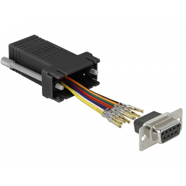 DELOCK D-Sub 9 Pin Buchse zu RJ45 Buchse Montagesatz schwarz