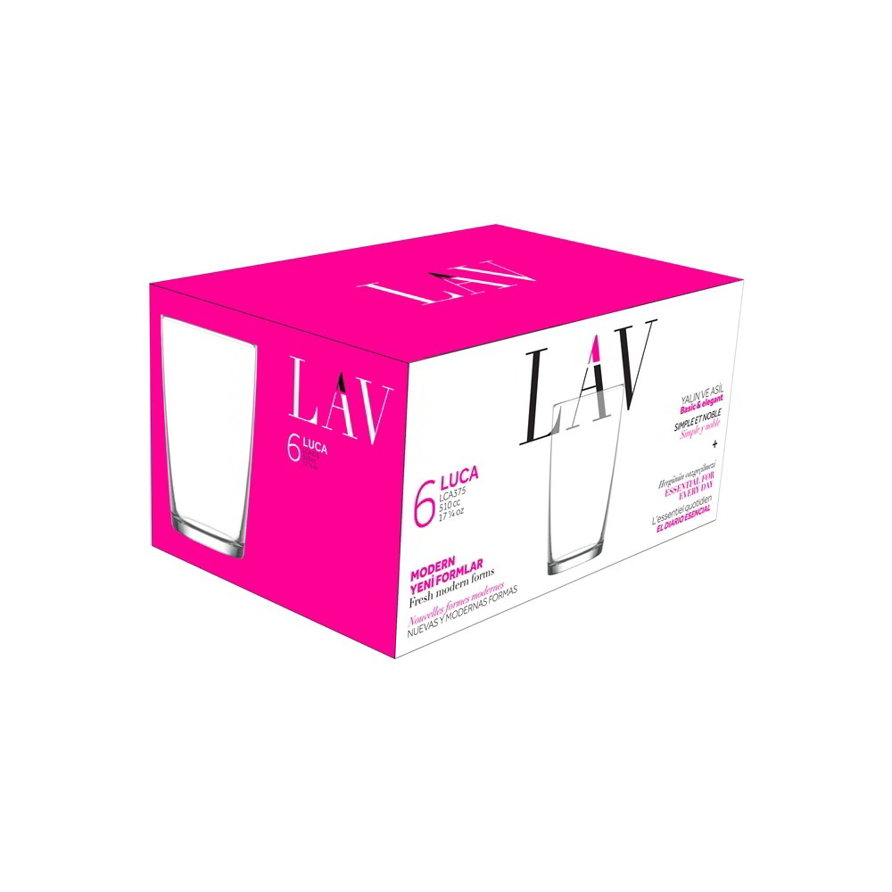 LAV Luca Long Drink 510ml Koktélos üveg pohár szett 6 darabos (LV-LCA375F)