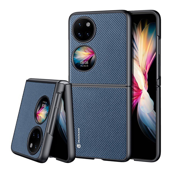 DUX DUCIS FINO szilikon telefonvédő (műanyag belső, közepesen ütésálló, rács minta) SÖTÉTKÉK [Huawei P50 Pocket]