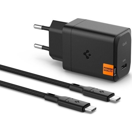 SPIGEN ARCSTATION PRO Hálózati Töltő Type-C Aljzat 65 W, PD Gyorstöltő 3.0 + Type-C Kábel, Fekete (8809811868937-ACH05475)