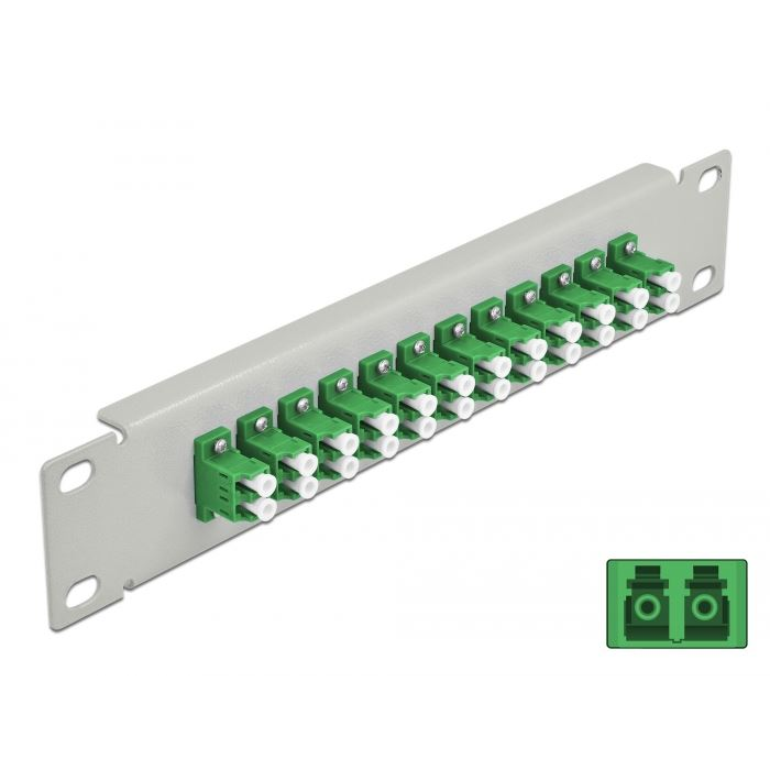 Delock 10 üvegszálas patch panel 12 portos LC Duplex 1U zöld szürke (66787) (DE66787)