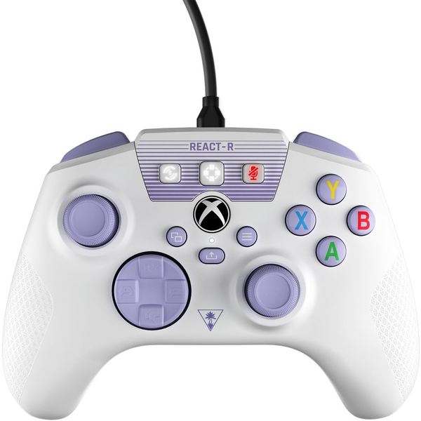 Turtle Beach REACT-R Lila, Fehér USB Gamepad PC, Xbox One, Xbox One S, Xbox One X, Xbox Series S, Xbox Series X