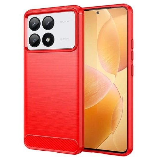 Gigapack Xiaomi Poco F6 Pro szálcsiszolt, karbon mintás tok piros (GP-158650) (GP-158650)
