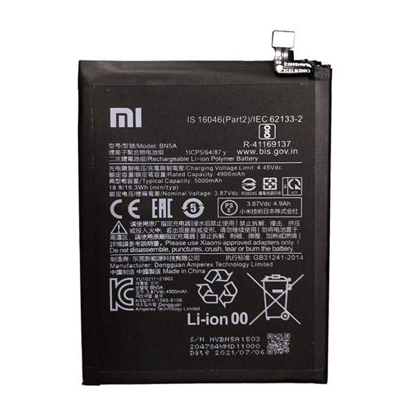 Akku 5000mAh LI-Polymer (BN5A kompatibilis) Xiaomi Redmi 10 (2022) / Redmi 10 (2021) / Redmi Note 10 4G (Note 10s) "Gigapack csomagolás" (GP-139757)