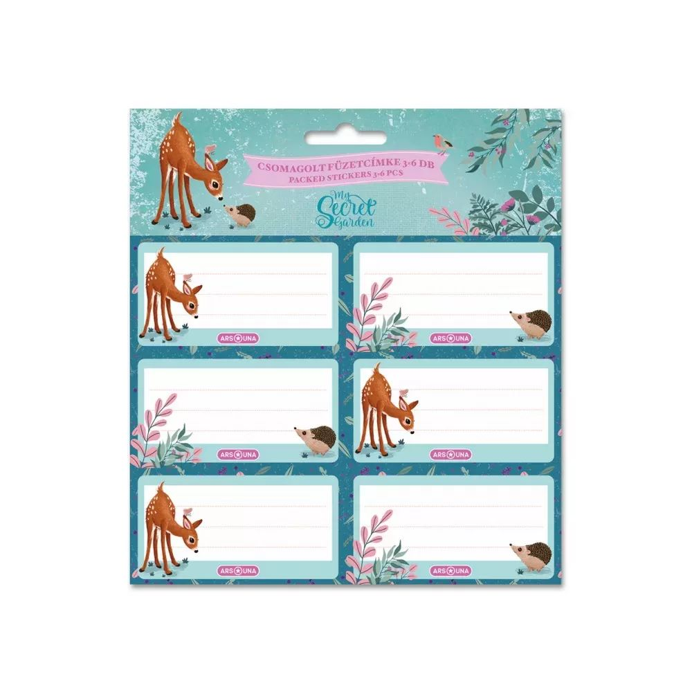 Ars Una My Secret Garden Őzike mintás füzetcímke 3 x 6 db (53833396)