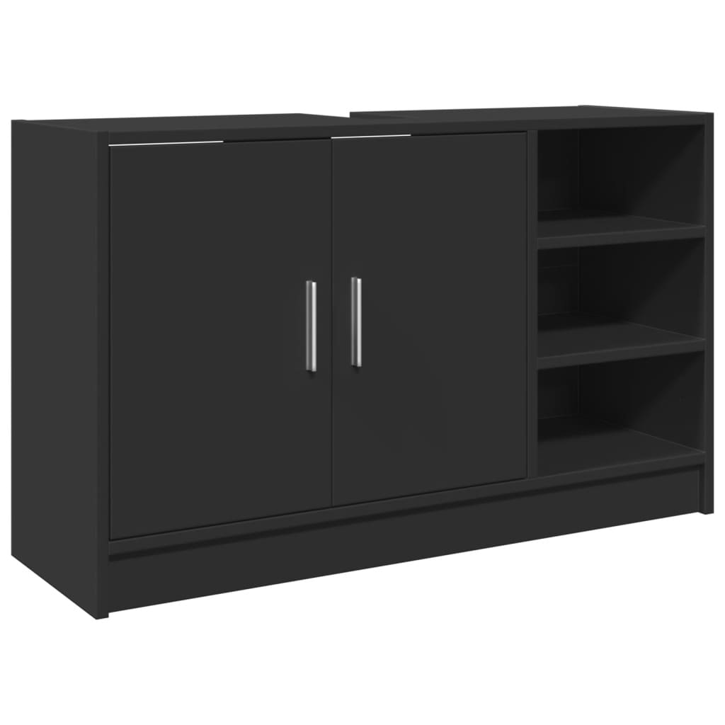 fekete szerelt fa mosdószekrény 90 x 29 x 55 cm (848123)