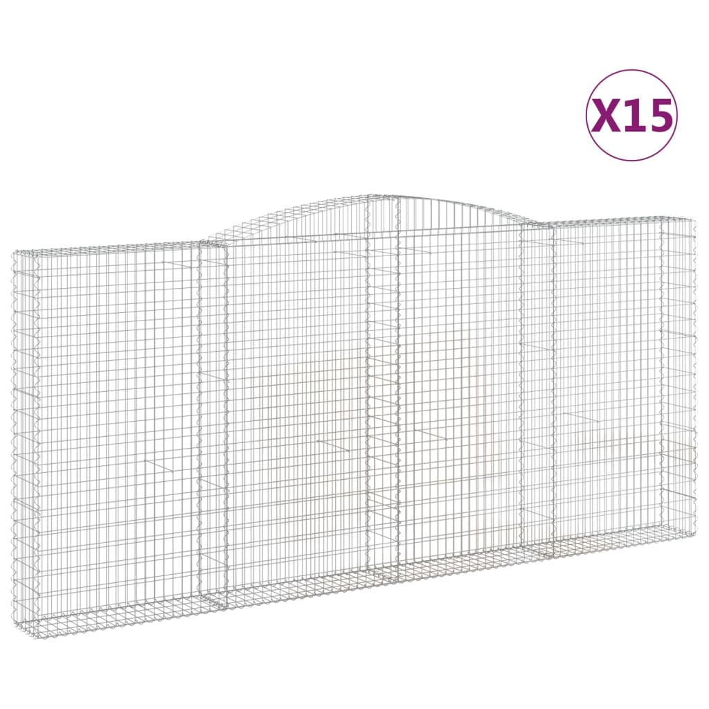15 db íves horganyzott vas gabion kosár 400x30x180/200 cm (3146927)