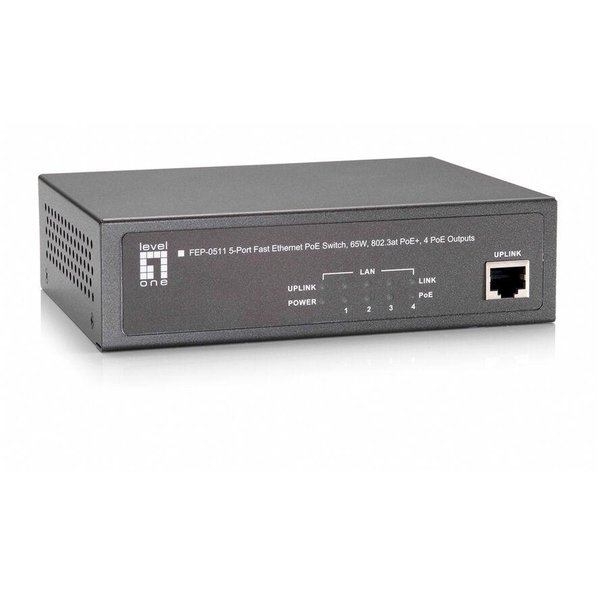 LevelOne FEP-0511 netværksswitch Fast Ethernet (10/100) Strøm over Ethernet (PoE) Grå