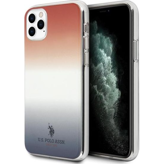 US Polo Gradient Pattern Collection iPhone 11 Pro Max Telefon tok - Kék/Piros (69100-uniw)