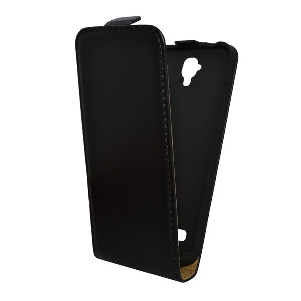 Tok álló, bőr hatású (FLIP, lefelé nyíló, szilikon tartó) FEKETE [Huawei Y5 (Y560)] (5996457593040)
