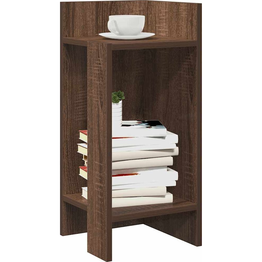 2 db barna tölgy színű kisasztal polccal 25,5 x 27 x 60 cm (858555)