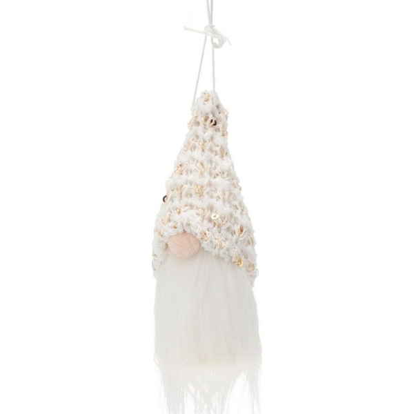 Home Styling Collection ZAWIESZKA DEKORACYJNA MIKOŁAJ 11CM CEKINY BIAŁY