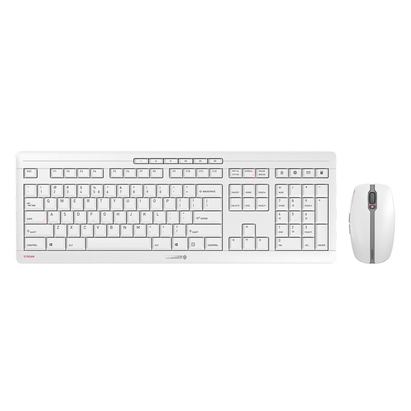 CHERRY Stream Desktop Recharge tastatur Mus inkluderet Universel RF trådløst QWERTY Engelsk Grå