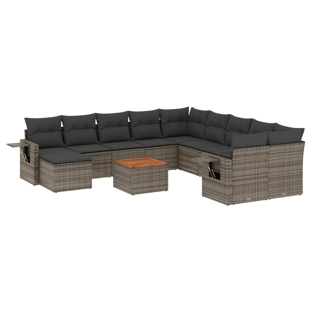 12 részes szürke polyrattan kerti ülőgarnitúra párnákkal (3224863)