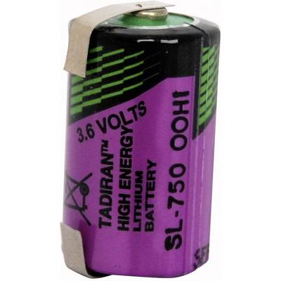 1/2 AA lítium elem, forrasztható, 3,6V 1100 mAh, forrfüles, 14,7 x 25,2 mm, Tadiran SL750/T (SONSL750T)
