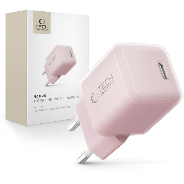 Ładowarka sieciowa Tech-Protect NCM25 USB-C Network Charger PD 25W Baby Pink