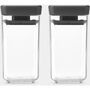 Brabantia tárolóedény készlet, 3db-os, 2x1,5L/1x3,5L, egymásra rakható, légmentes záródás, szögletes, sötétszürke, átlátszó műanyag tartály - 230783