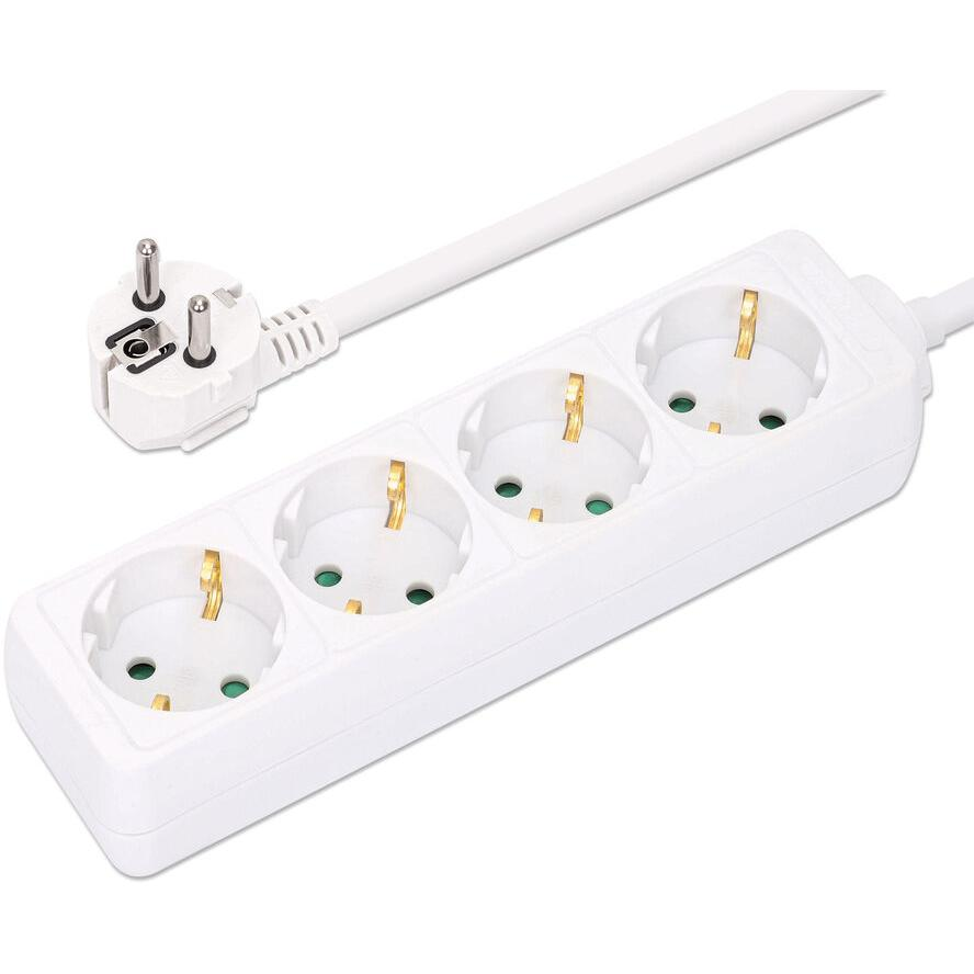 MANHATTAN Steckdosenleiste 4fach 2m Kabel weiß Schutzkontakt (167802)