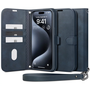Кейс с кабел Spigen Wallet S Pro съвместим с iPhone 15 Pro Navy Blue