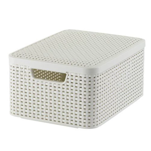 Curver 7L Rattan hatású kosár tetővel - Törtfehér (205840)