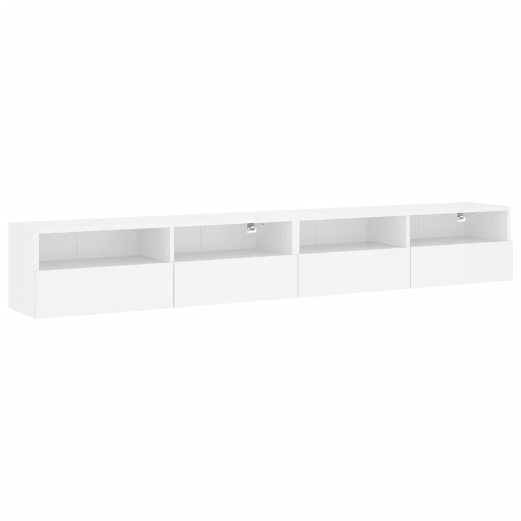 2 db fehér szerelt fa fali TV-szekrény 100 x 30 x 30 cm (836883)