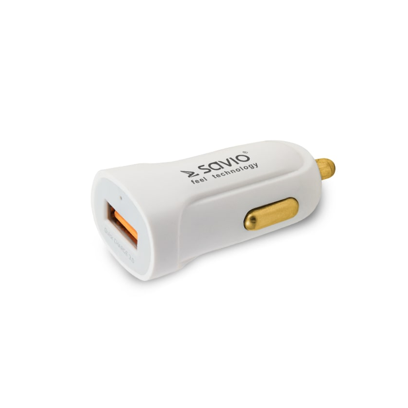 Savio Autós USB gyorstöltő 3000 mA Fehér (SA-05/W)