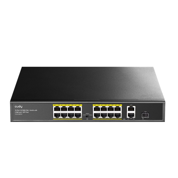 Суич Cudy FS1018PS1, 16 x 10/100 PoE+ Switch 190W, 2 x Gigabit порта, 1 x SFP Slot