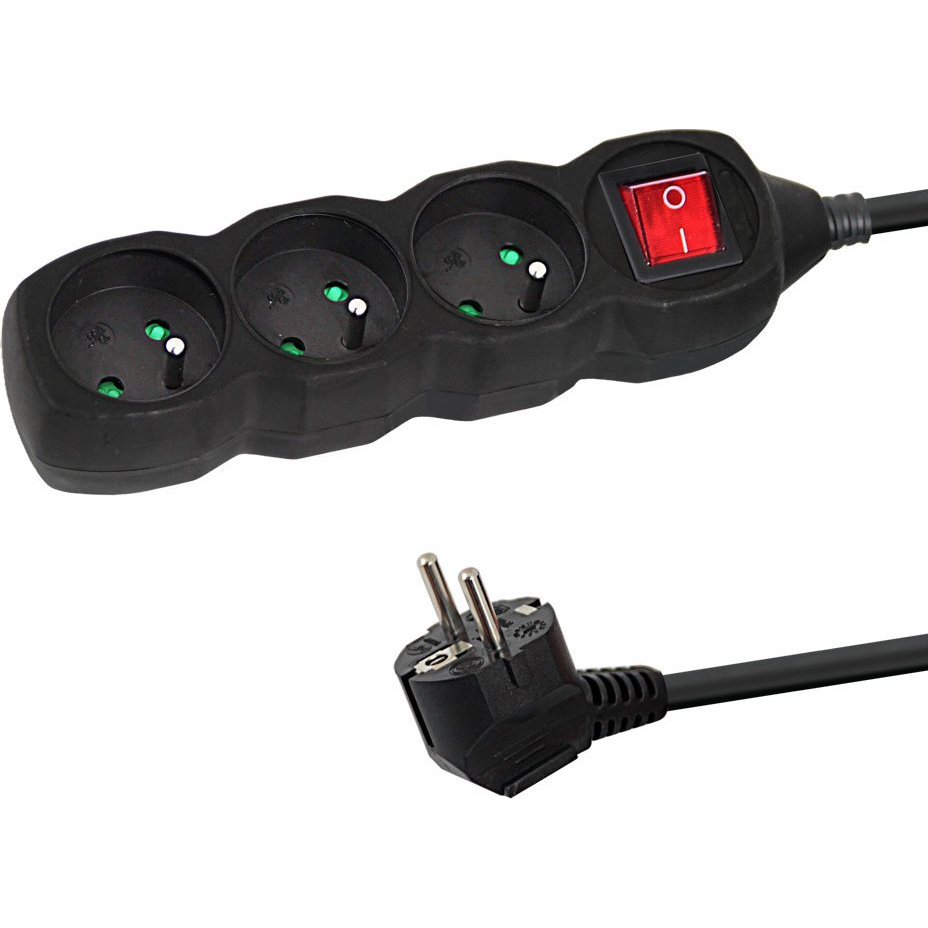 Esperanza ELK210K Túlfeszültség védő elosztó 3 aljzatos 1.5m - Fekete (ELK210K)