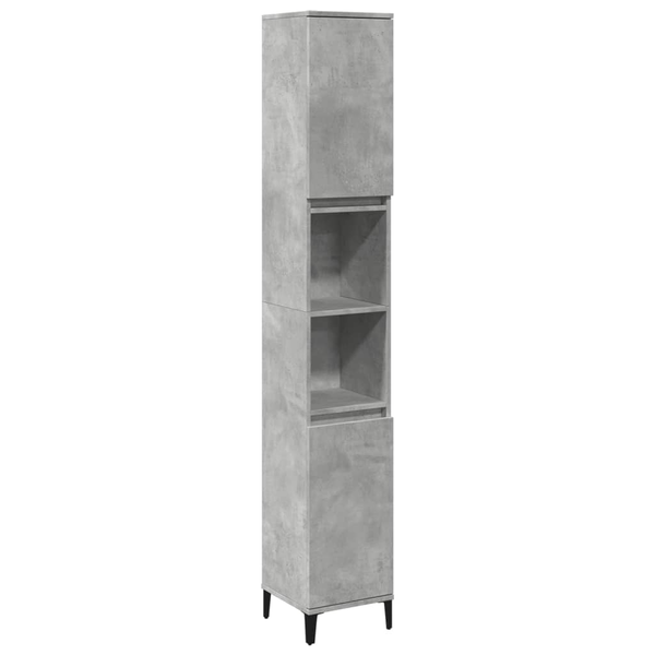 betonszürke szerelt fa fürdőszobaszekrény 30 x 30 x 190 cm