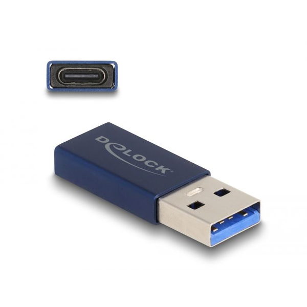 Delock USB adapter USB-A apa - USB-C anya kék (60049)