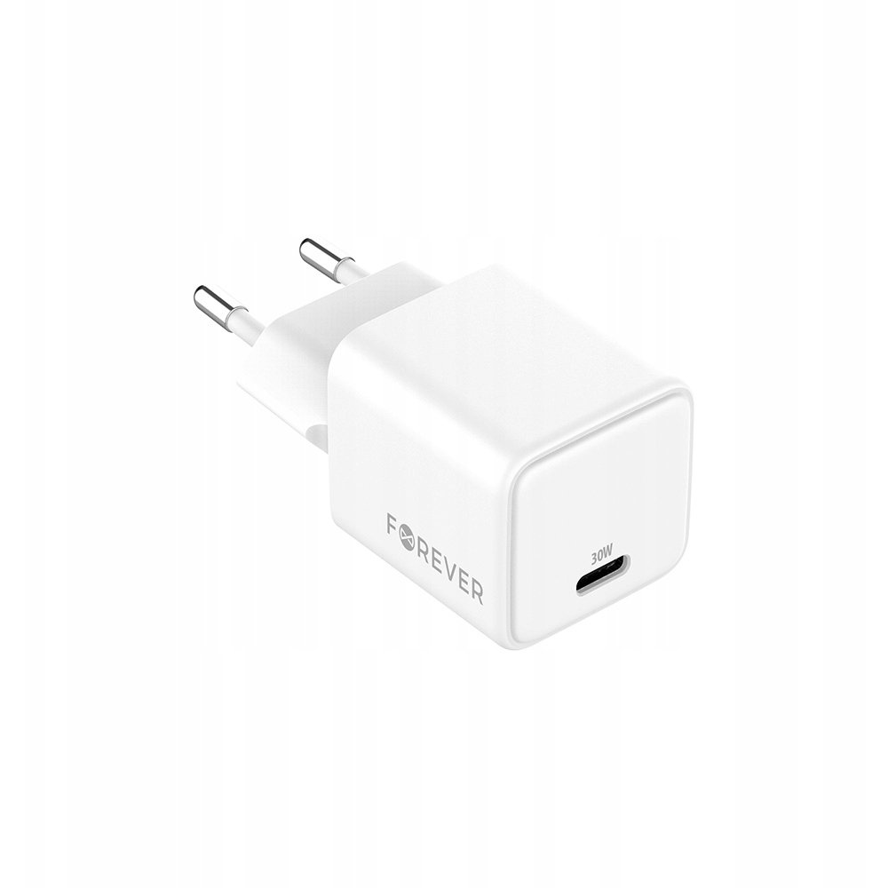Forever TC-08-30C Hálózati Töltő 1xUSB-C Csatlakozással GaN PD QC 30W-Fehér (GSM187240)