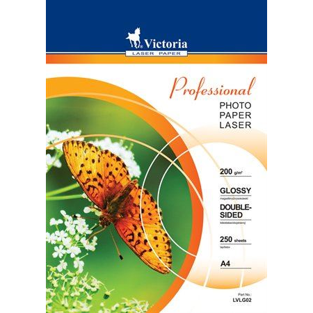 Виктория "Професионална" двустранна лазерна фотохартия гланц А4 200гр, 250 листа/пакет