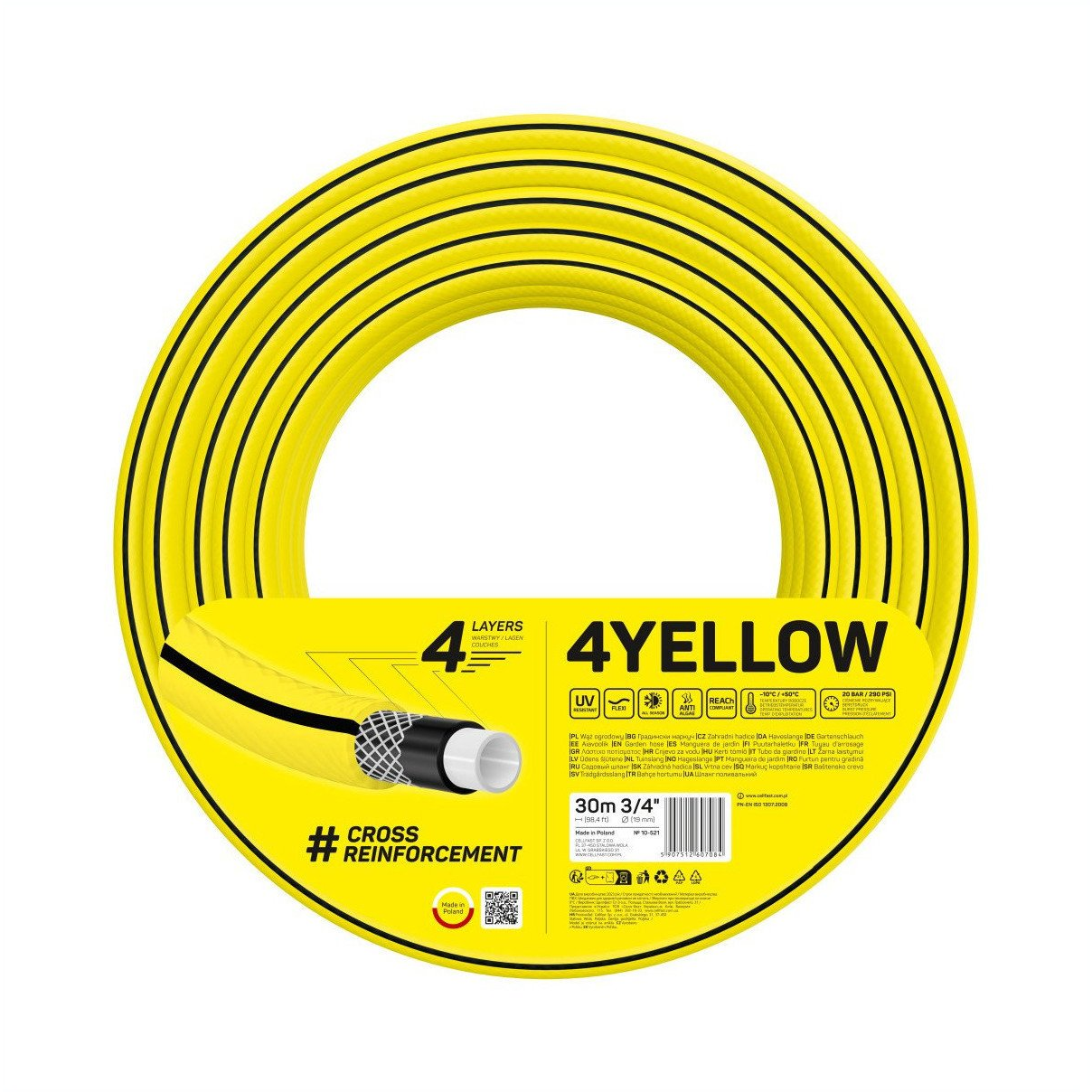 Cellfast Kerti Tömlő 4 Sárga, 30 m (10-521)