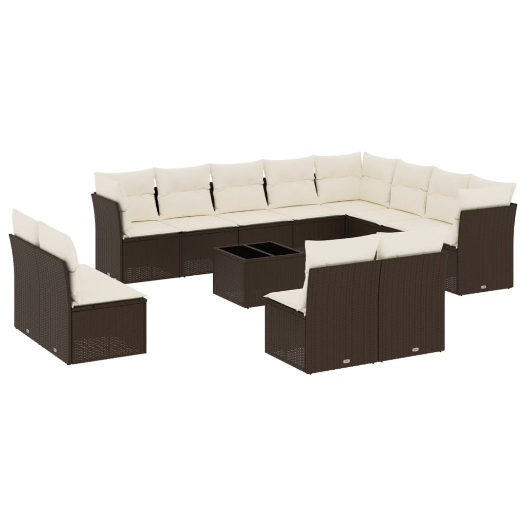 13 részes barna polyrattan kerti ülőgarnitúra párnákkal (3250322)