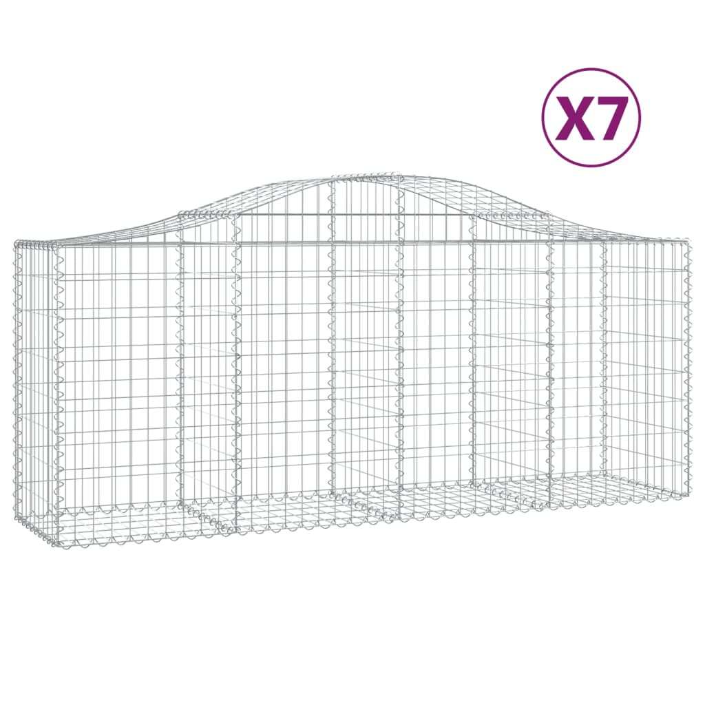 7 db íves horganyzott vas gabion kosár 200x50x80/100 cm (3145624)