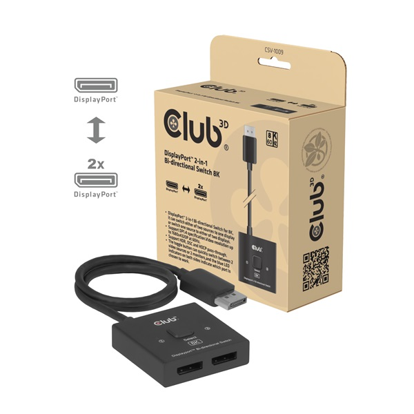 CLUB3D CSV-1009 video-splitter DisplayPort 2x DisplayPort