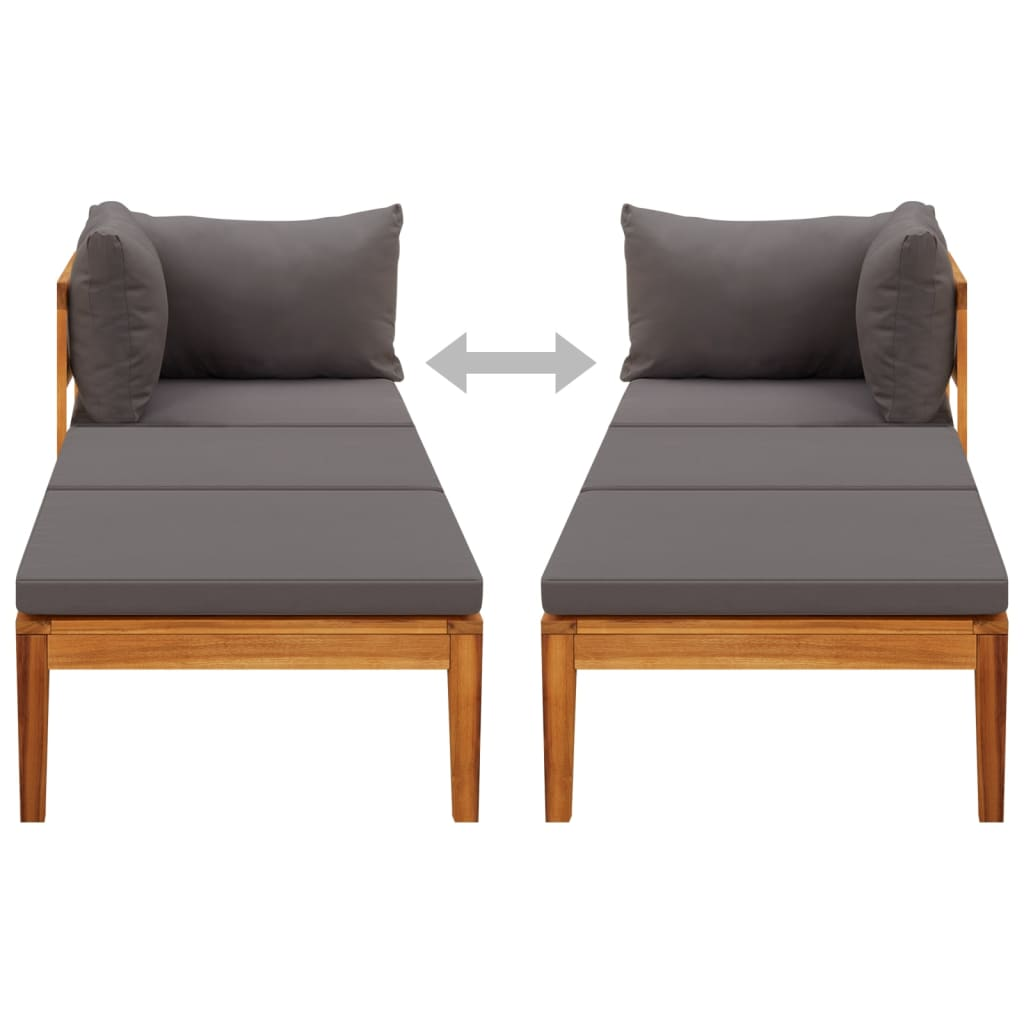 sötétszürke tömör akácfa napozóágy 1 karfával (316318)