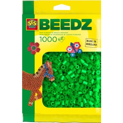 SES Creative Beedz Children's packet of 1000 Green Iron-on Beads Perline a fusione