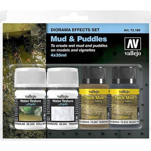  Vallejo Vallejo: 73.189 - Diorama Effects Set - Mud & Puddles (4 x 35 ml)