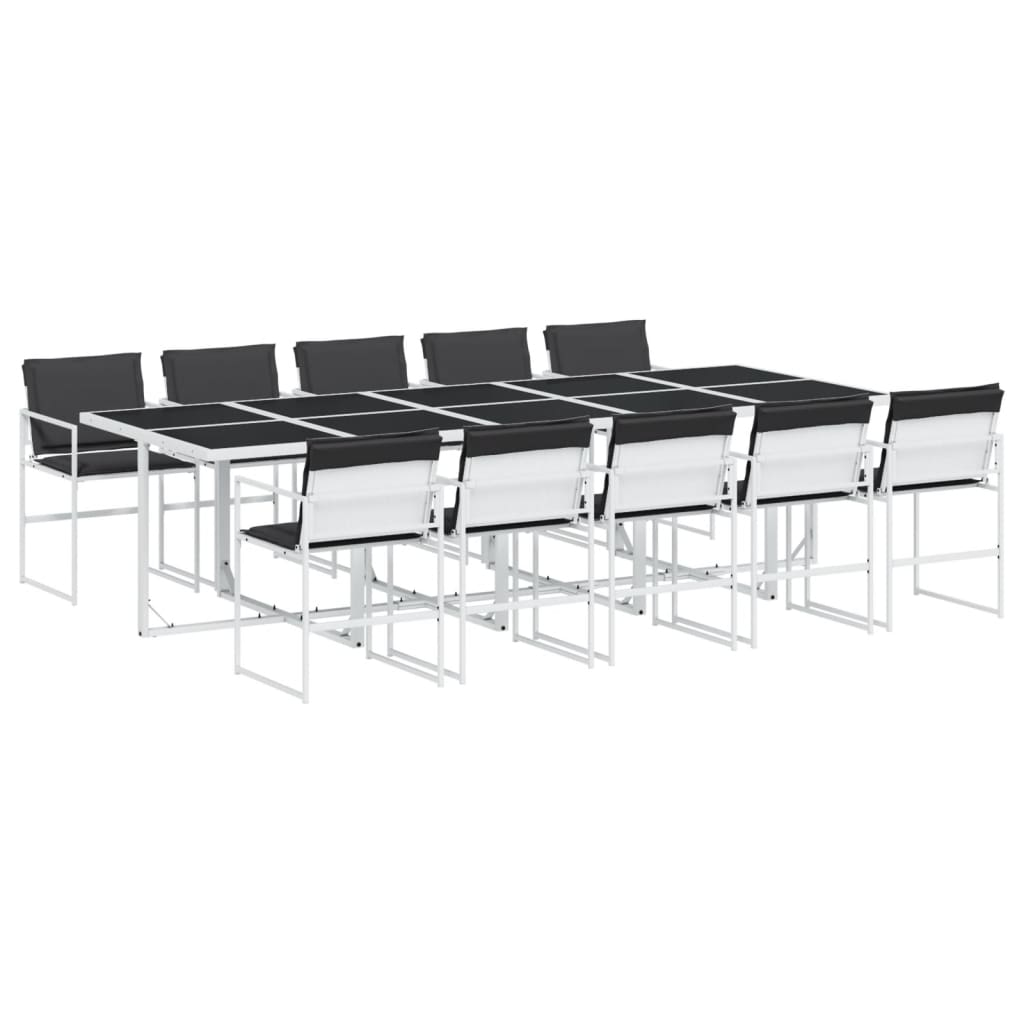 11 részes fehér textilén kerti étkezőgarnitúra párnákkal (3295106)