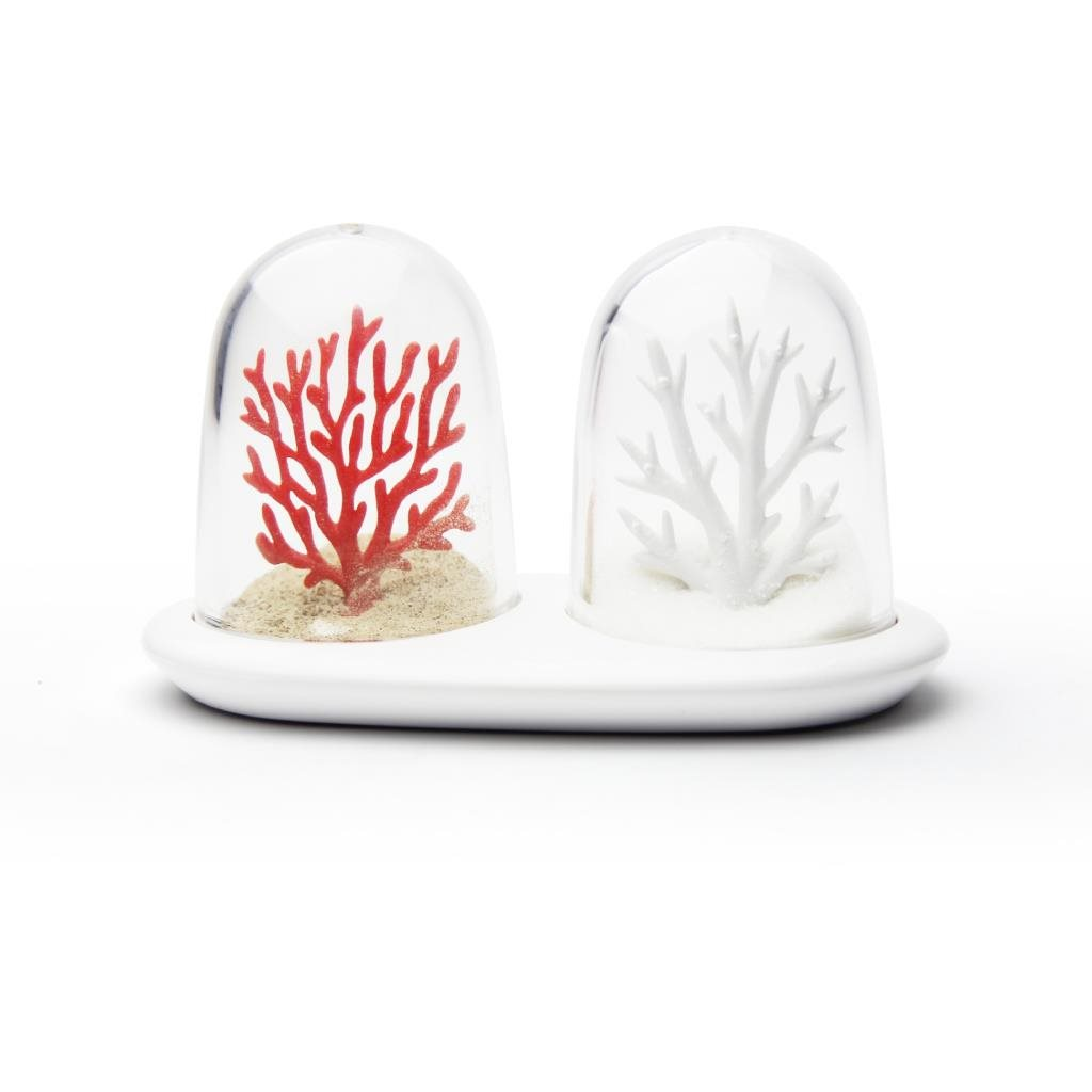 QUALY Salt and Pepper Shaker Coral (QL10321-WH-RD)