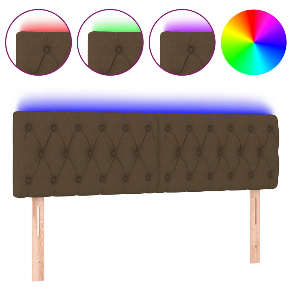 sötétbarna szövet LED-es fejtámla 144 x 7 x 78/88 cm (3121949)