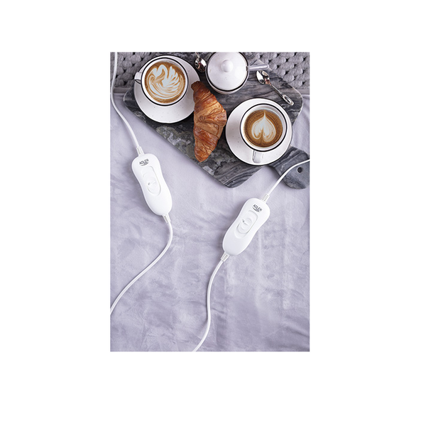 Adler Ad7426 Calienta Camas Eléctrico Doble 150 X 160 Cm Cama Matrimonio 3 Niveles Temperatura, Lavable, Forro Polar Perla, 120w