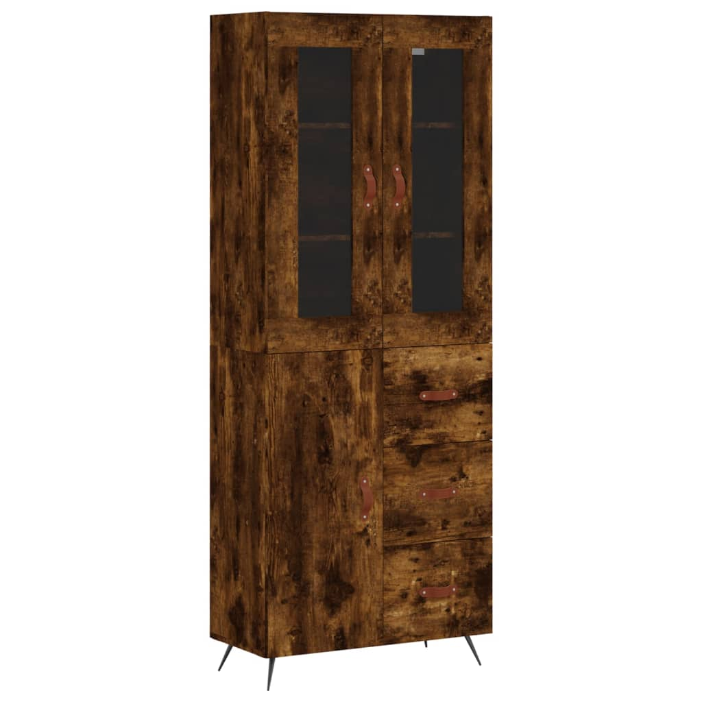 füstös tölgy színű szerelt fa magasszekrény 69,5 x 34 x 180 cm (3198446)