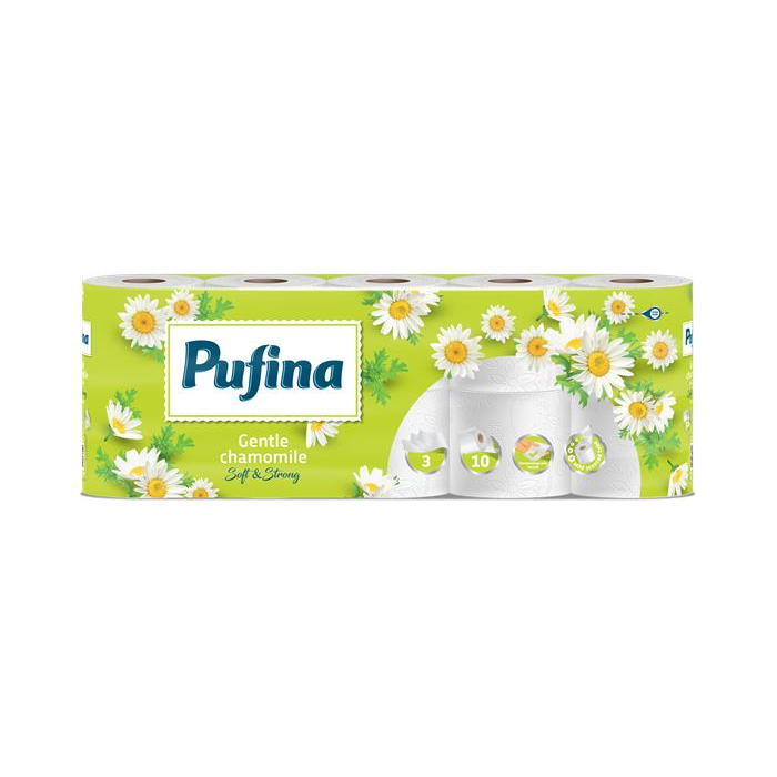 Pehart Tec Grup S.A.Pufina Chamomile 3 rétegű Toalettpapír Kamilla illat (10 tekercs) (PP20845)