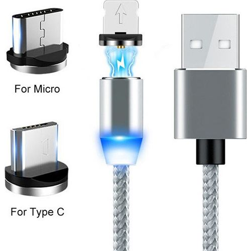 Kabel USB Prolink USB-A - microUSB + USB-C Szary (023344)