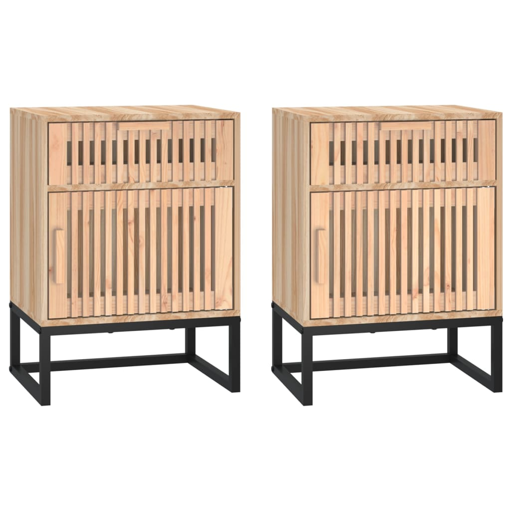 2 db szerelt fa és vas éjjeliszekrény 40x30x55,5 cm (352096)