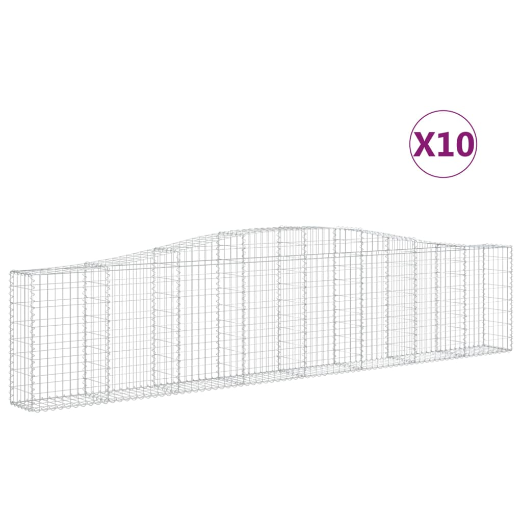 10 db íves horganyzott vas gabion kosár 400x30x80/100 cm (3145821)